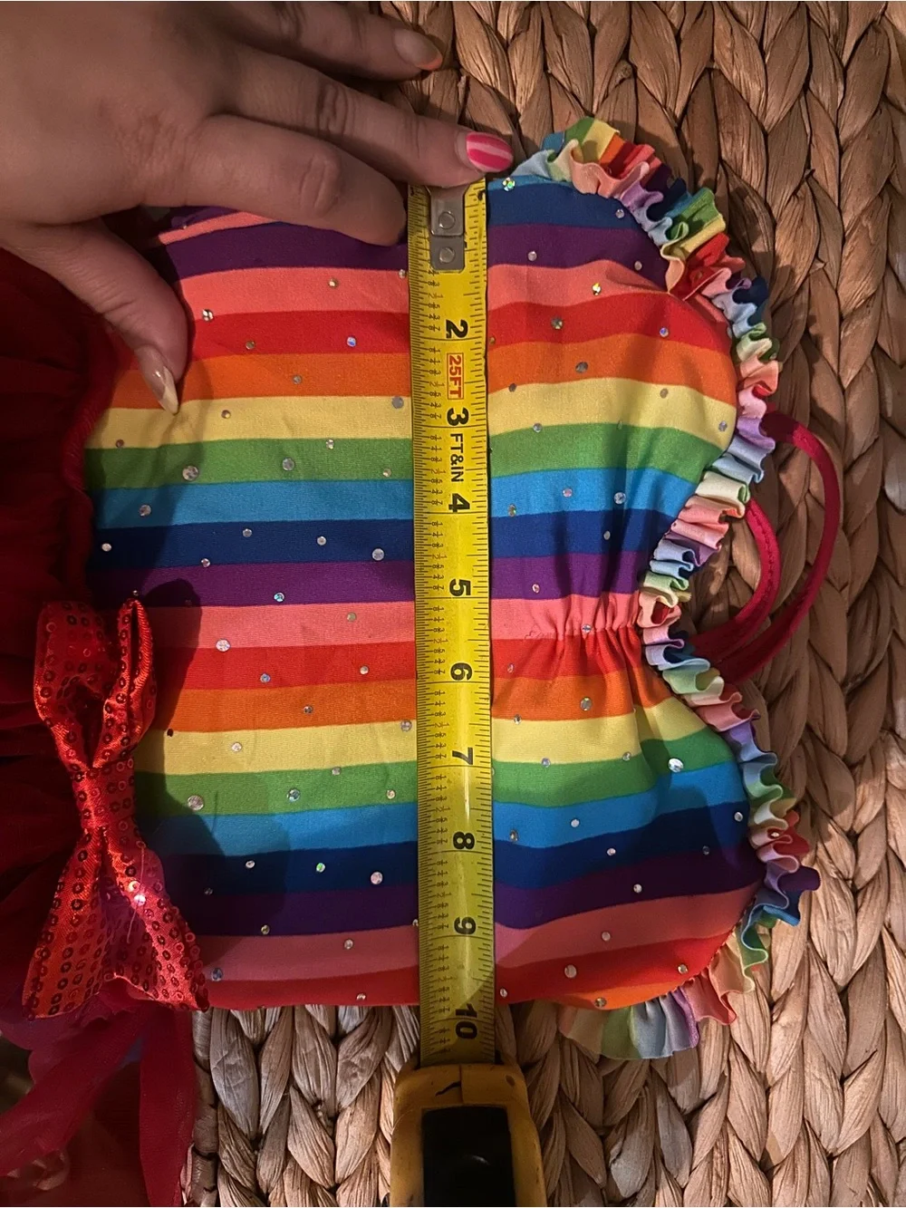 Rainbow Stripe Tutu Dance Costume with Hot Pink Straps
